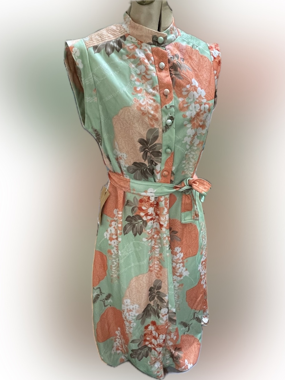Leslie Fay Sleeveless Popover Dress New Old Stock Abstract Floral Print
